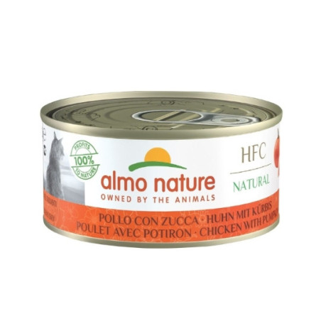 Boîte de pâtée HFC Natural pour chat Poulet Et Potiron 150g - ALMO NATURE - CHFABPPH129