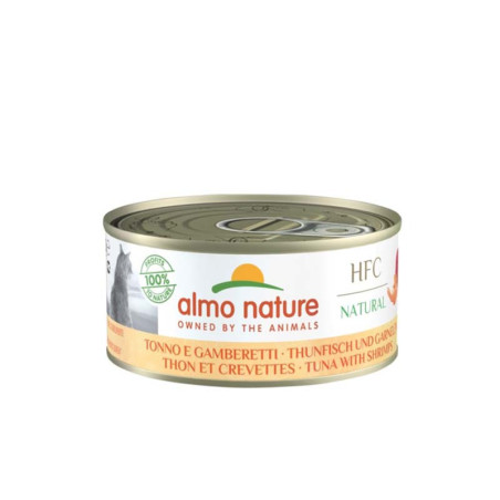 Boîte de pâtée HFC Natural pour chat adulte Thon et Crevettes 150g - ALMO NATURE - CHFABTCH174