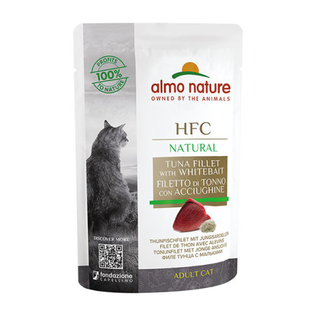 Pâtée en pochon HFC Natural pour chat Filet de thon et Alevin 55g - ALMO NATURE - CHFAPTAH167
