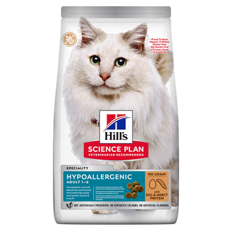 Croquettes pour chat adulte Science Plan Hypoallergénique Protéine d'Oeuf/Insecte 1.5kg - HILL'S - HSFAHO313