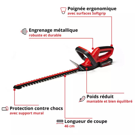 Taille haies sur batterie 18 V L.52 cm