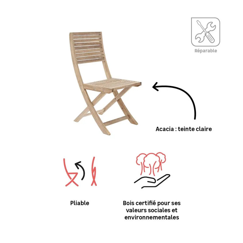 Lot de 2 chaises en acacia Solaris II