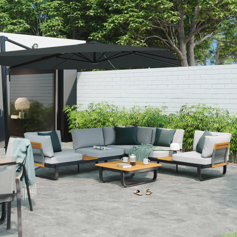 Salon de jardin - CALYPSO NATERIAL - Gris - 5 personnes