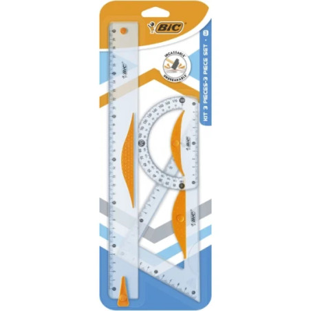 Set de traçage règle 30Cm + 1 Équerre 60° + 1 Rapporteur 180°
