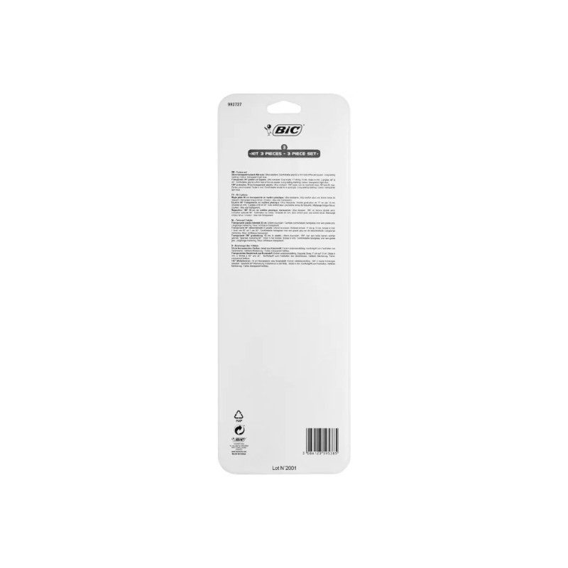 Set de traçage règle 30Cm + 1 Équerre 60° + 1 Rapporteur 180°