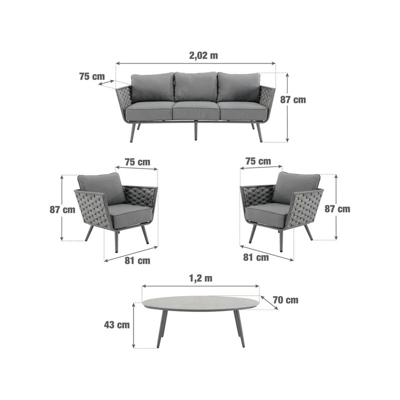 Salon de jardin - NILA NATERIAL - Gris  - 5 personnes