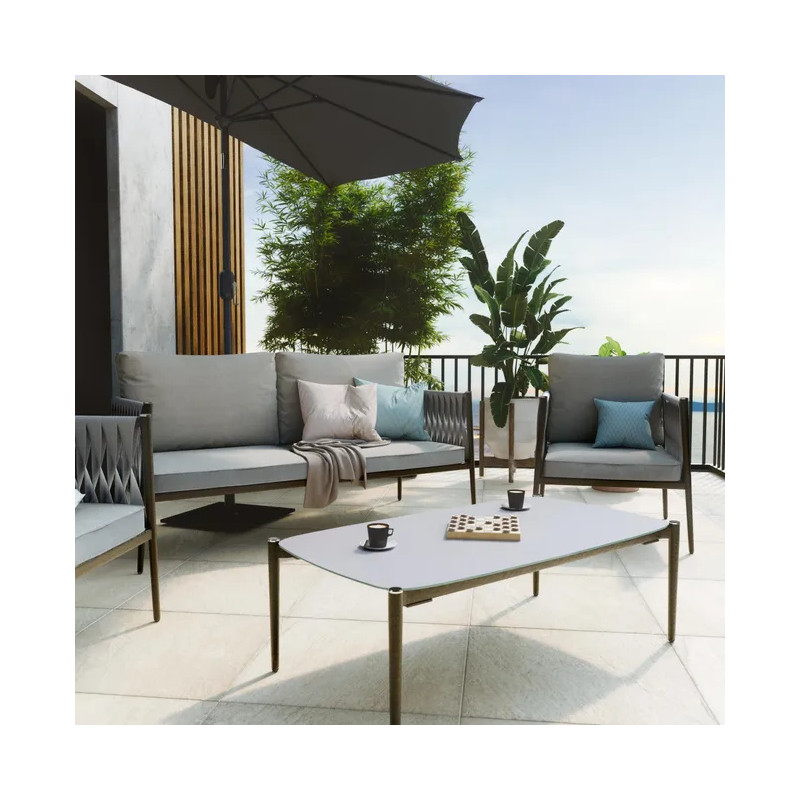 Salon bas de jardin aluminium HENIO 4 places