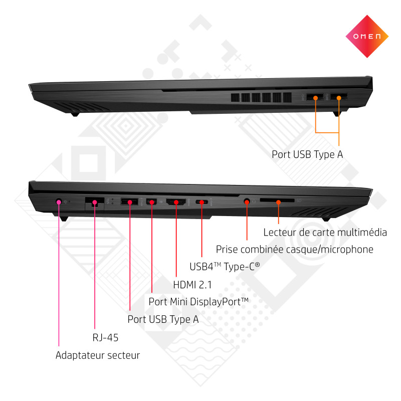 PC portable 16" 617R3EA OMEN I711800H 32GO 1TBSSD+1TB RTX3070 8GO W11 - HP - HP16617R3EA
