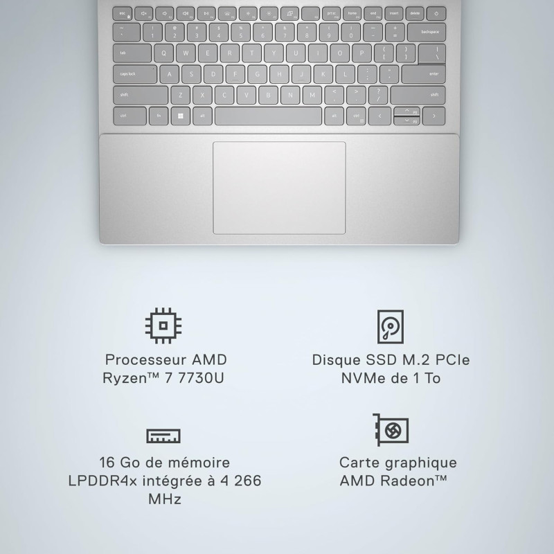 PC portable 14" Inspiron 360 Ryzen 7 16/1000Go AMD Radeon Windows 11 - DELL - DELLINSPIRON14360