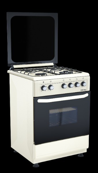 Cuisinière à gaz 4 foyers + Four électrique 64L Silver - MERLIN -  MF-6060CGFE-S 