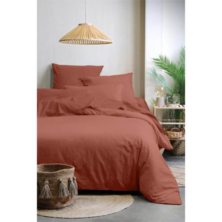 Drap housse Horizon 90x190+30cm Terre cuite - STOF - 22150105