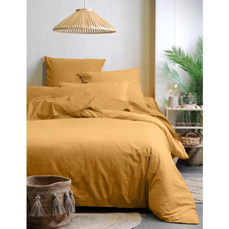 Drap housse Horizon 140x190+30cm Curry - STOF - 22150204