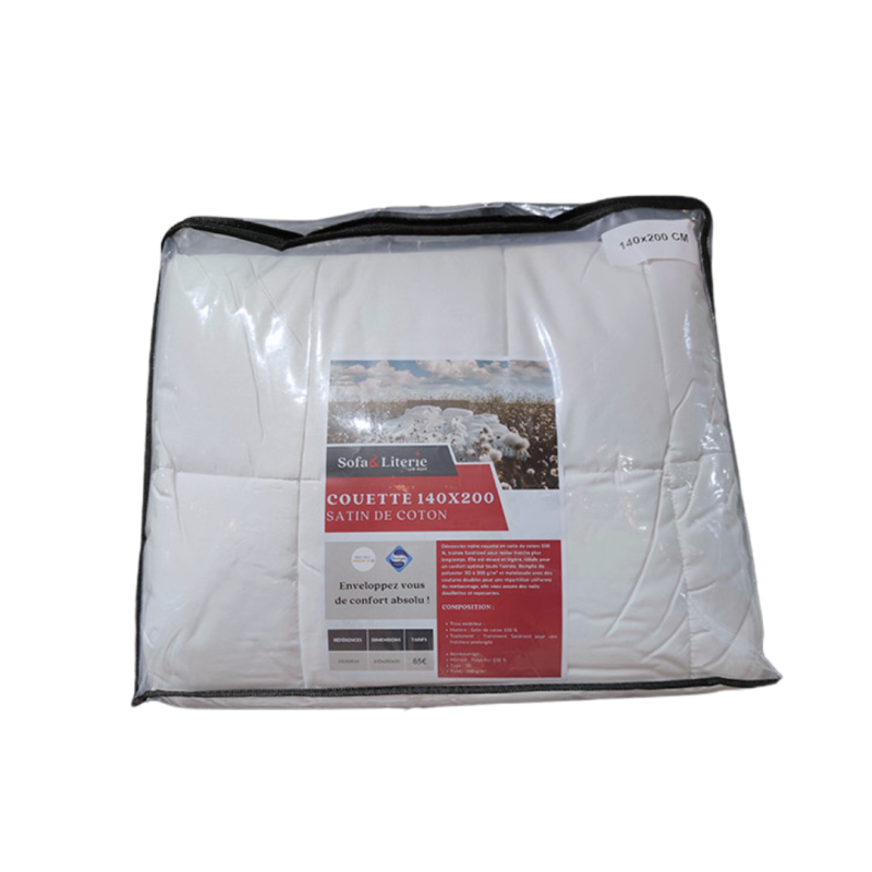 Couette de lit satin de coton 220x240cm Blanc - ISOPLAST - 25050011