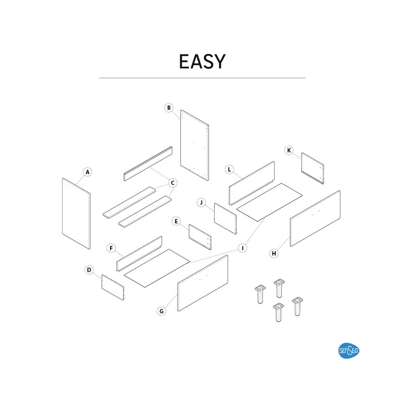 Meuble sous-vasque Easy L.70xP.40cm Blanc