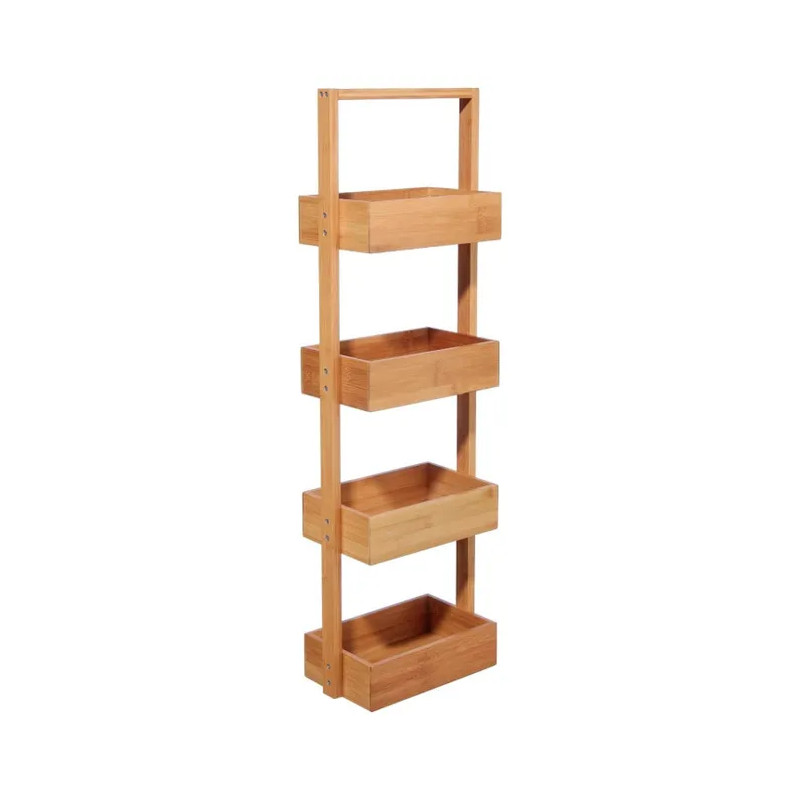 Étagère Salle de Bain 4 Niveaux Bambou