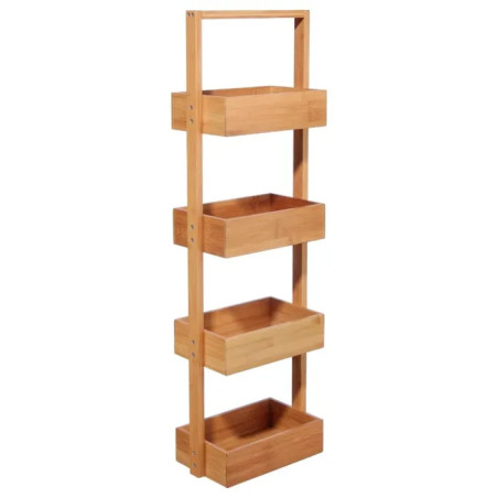 Étagère Salle de Bain 4 Niveaux Bambou