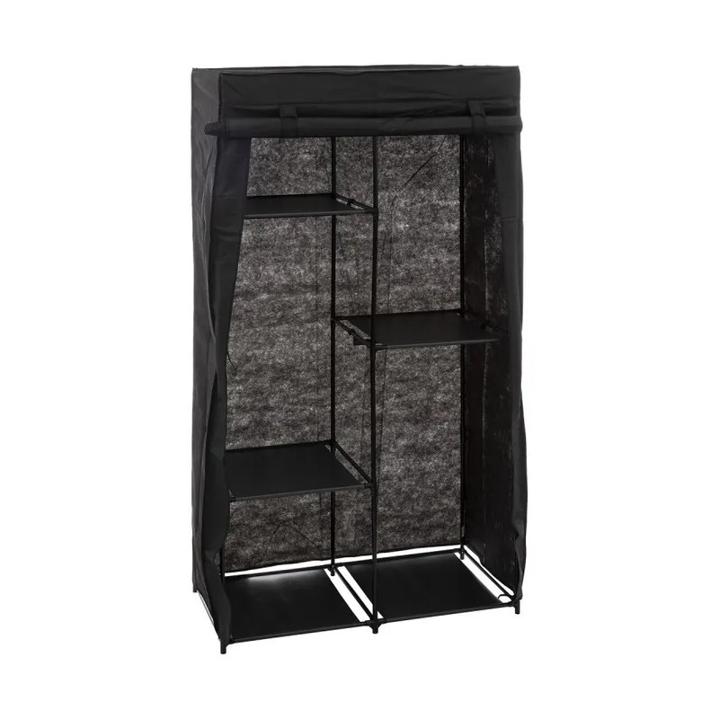 Armoire Modulable 3 Penderies / 5 Étagères Noir