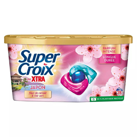 Capsules lessive Triocaps Japon Fleur de cerisier et Thé vert x28 - SUPER CROIX - 36430