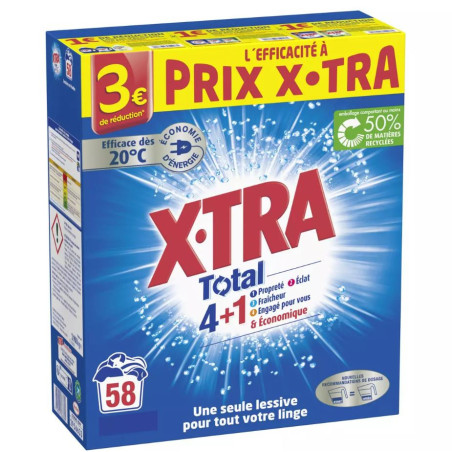 Lessive en poudre Total 4+1 58 lavages - X-TRA - 36338
