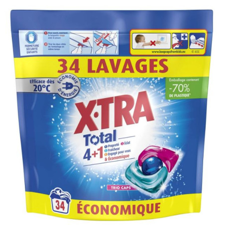 Capsules lessive Total 4 + 1 Economique 34 lavages - X-TRA - 36445