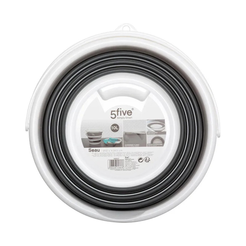 Sceau pliable 10L gris blanc