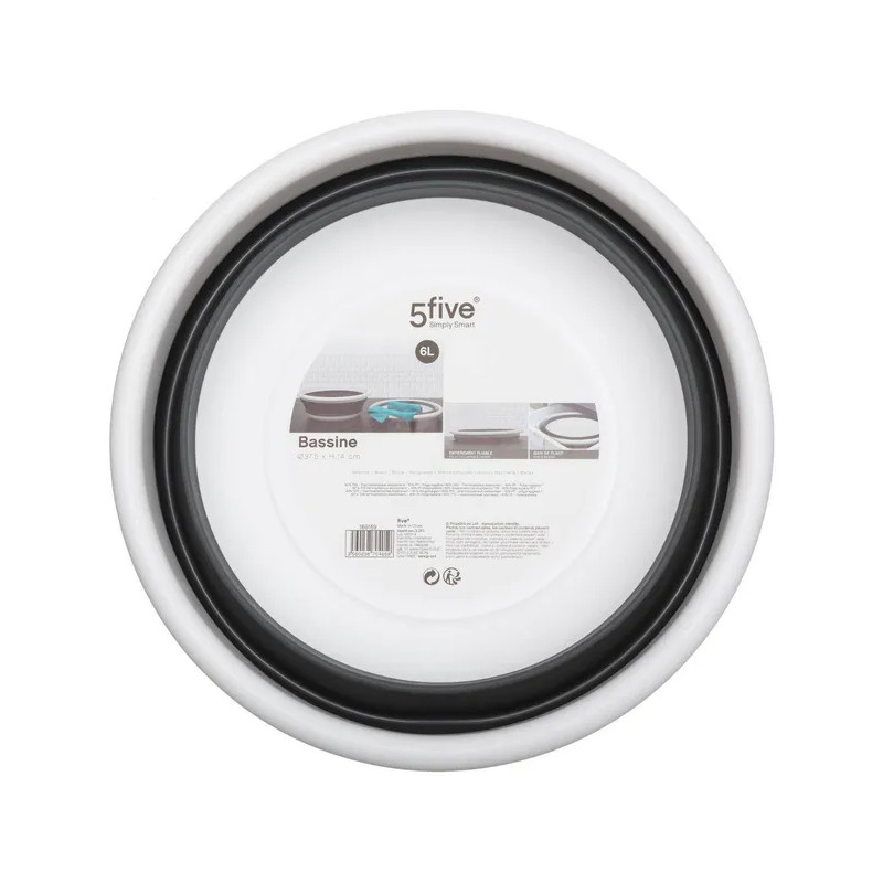 Bassine rétractable 8L blanc gris clair