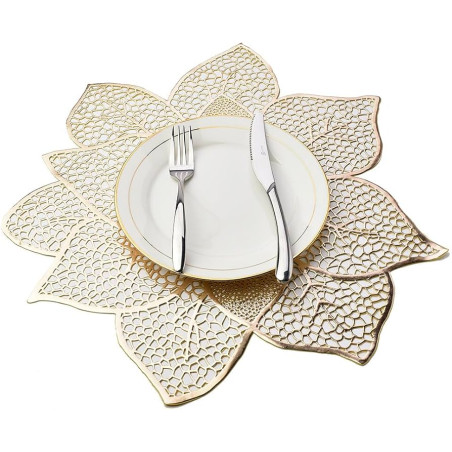 Set de Table Fleur 44cm Doré - FÉÉRIC LIGHTS & CHRISTMAS - 152721D