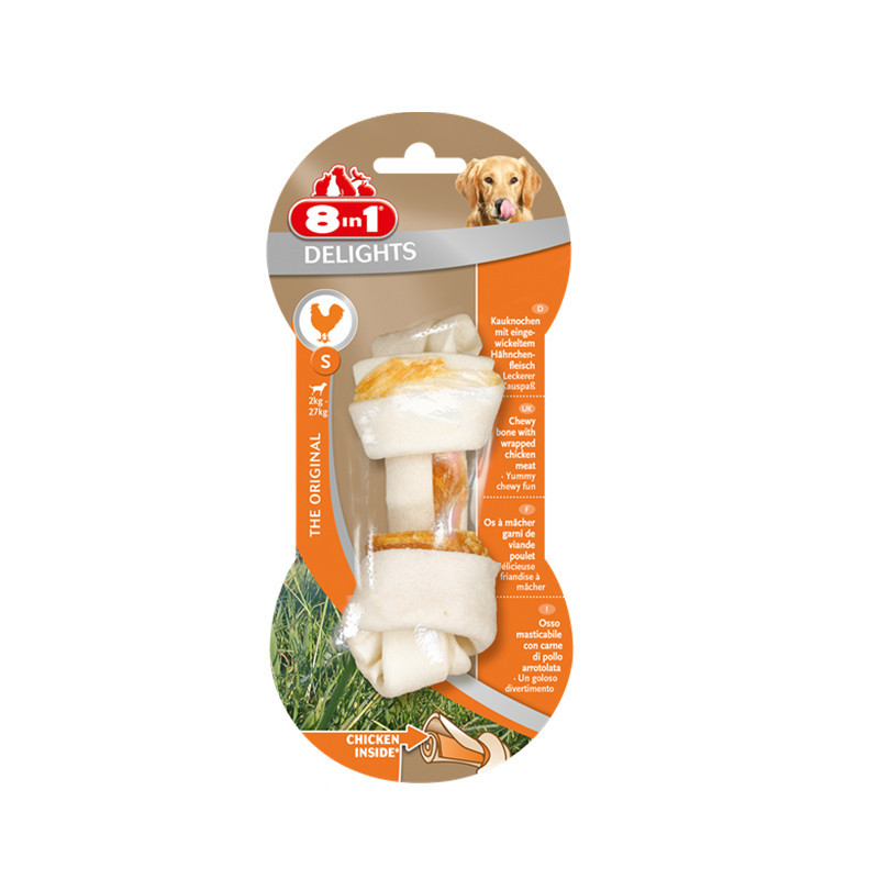 Friandise Os à mâcher delights bone viande nature S - 8IN1 - TCHG40