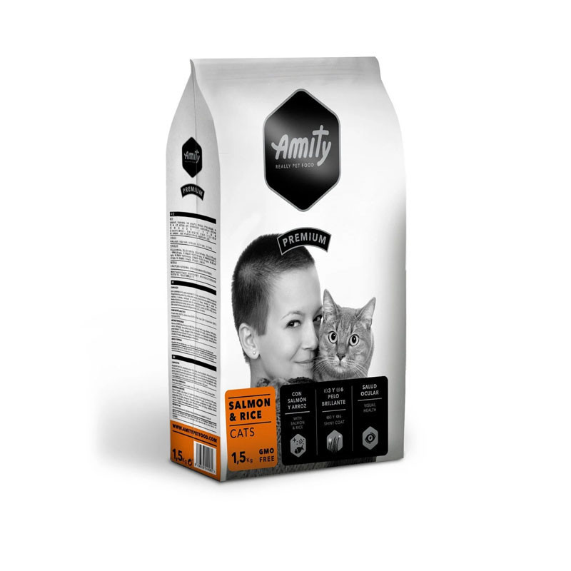 Croquettes pour chat adulte saumon & riz 1,5kg - AMITY PREMIUM - AMICPSA1