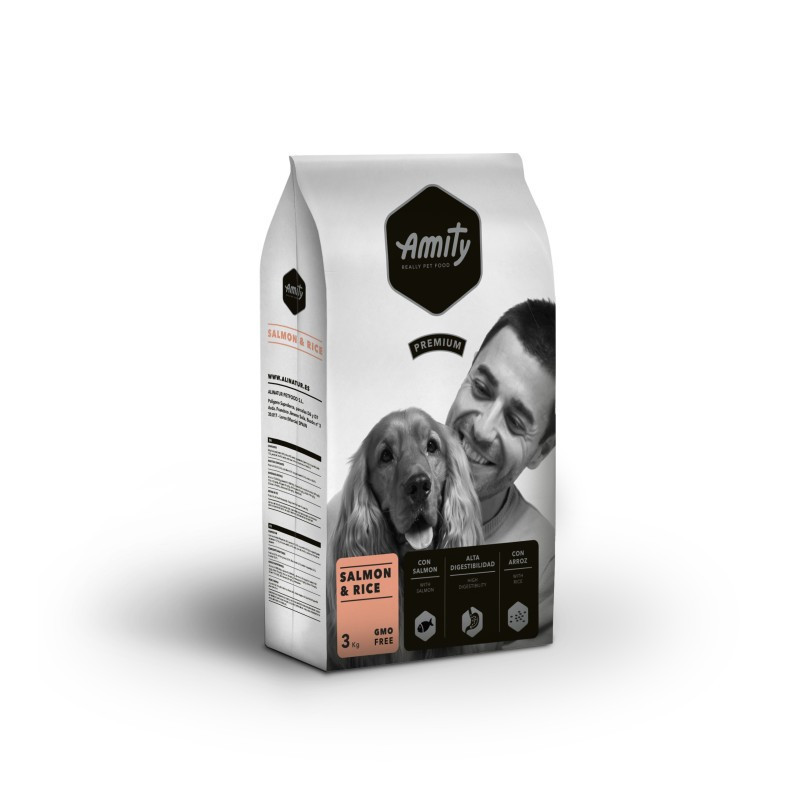 Croquettes pour chien adulte au saumon & riz 15Kg - AMITY PREMIUM - AMIDPSA15