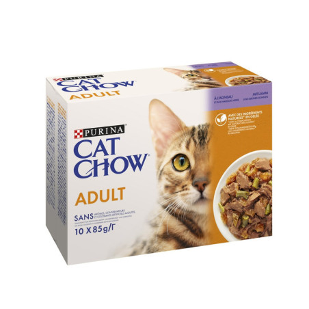 Pâtée pour chat adulte à l'agneau & aux haricots verts 10x85g - CAT CHOW - WCATCHOWA85
