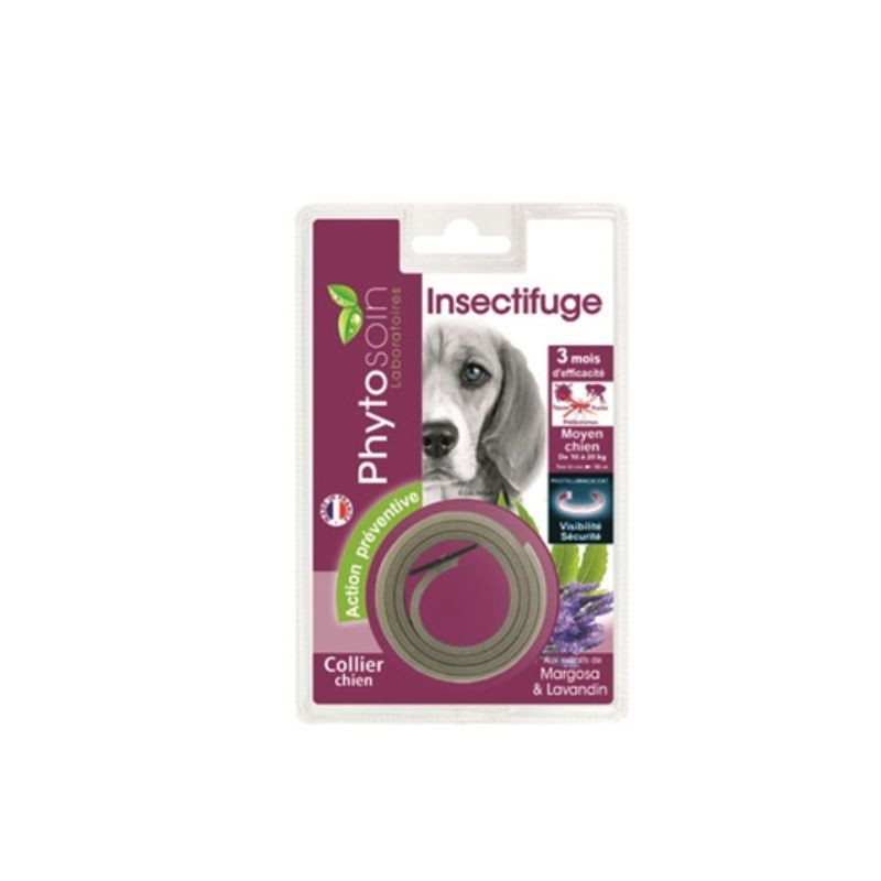 Collier Insectifuge Phosphorescent pour chien margosa/lavandin - PHYTOSOIN - RCV14