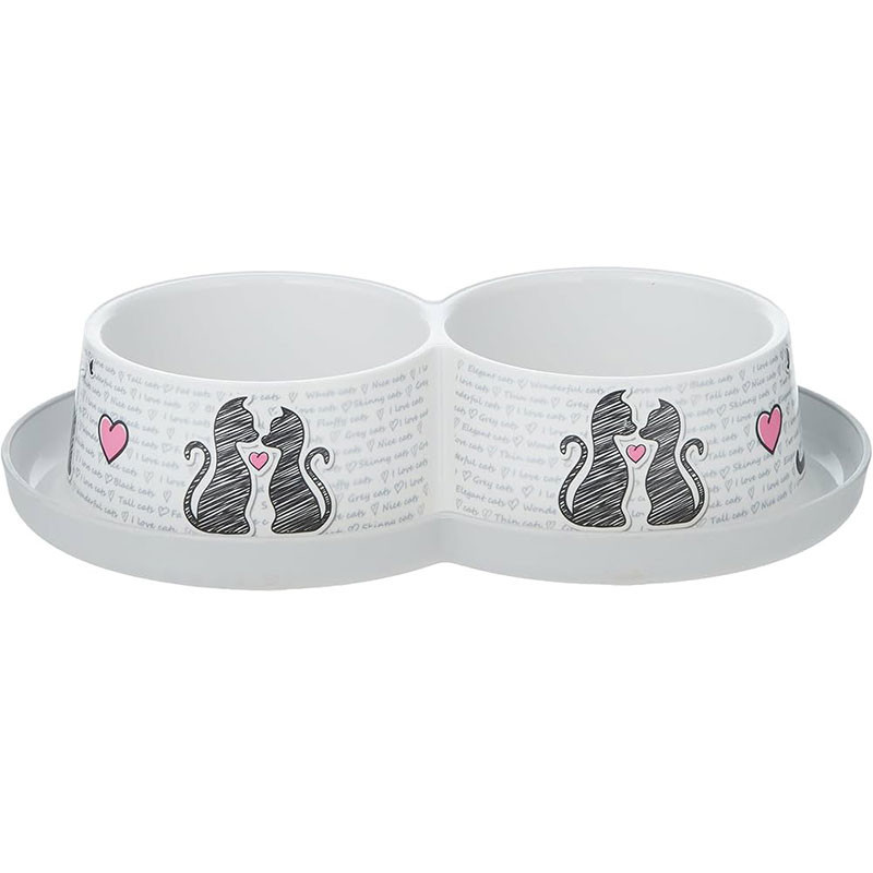 Ecuelle double Dinner Cats in Love 350ml x2 - MODERNA - MOD-H136-CAT