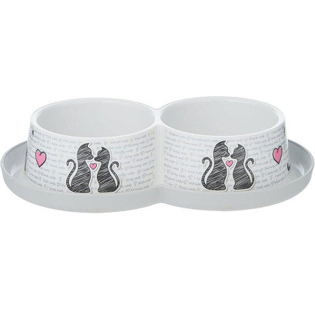 Ecuelle double Dinner Cats in Love 350ml x2 - MODERNA - MOD-H136-CAT