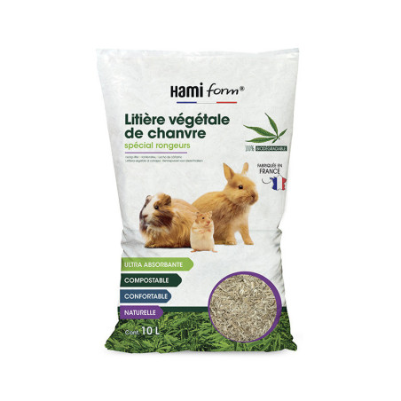 Litière végétale de chanvre pour rongeur 10L - HAMI FORM - HF366