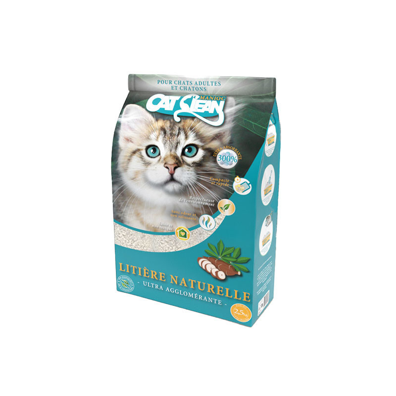 Litière pour chat manioc 2.5kg - CAT CLEAN - CHW7