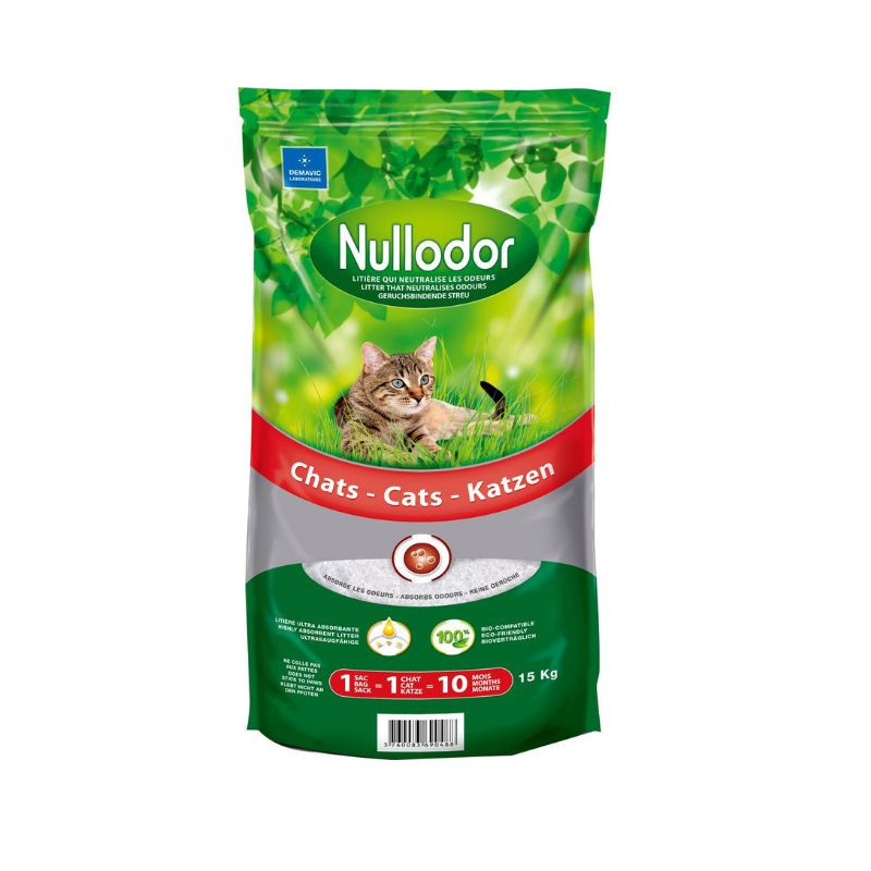 Litière pour chat en silice 15kg - NULLODOR - CHW120