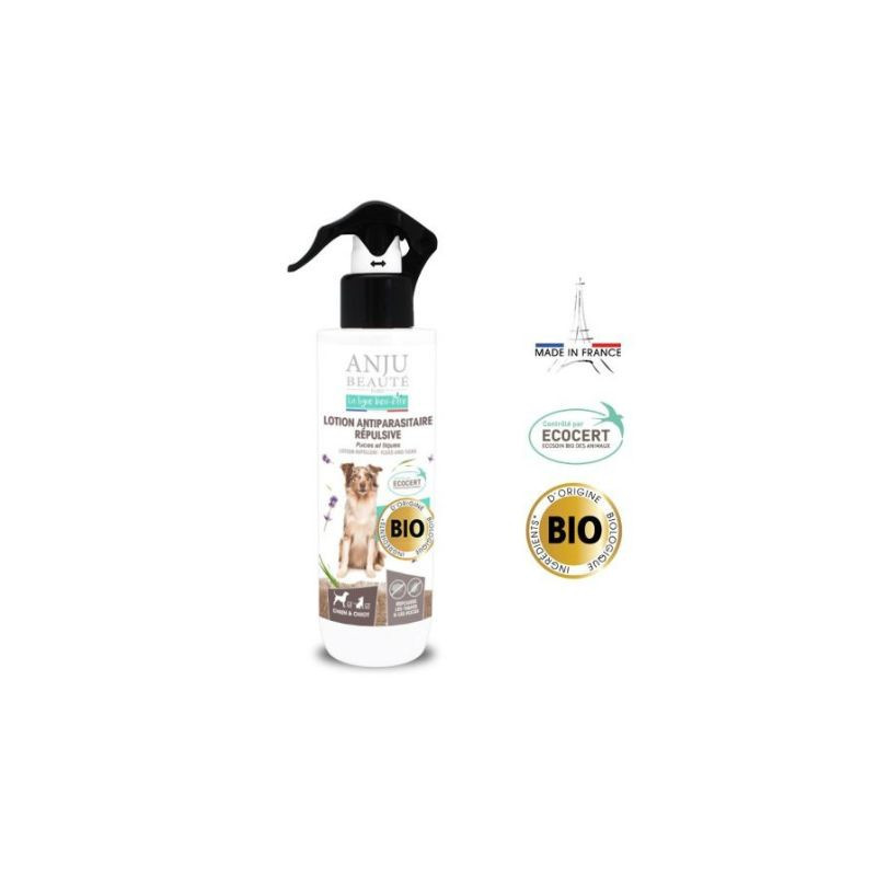 Lotion antiparasitaire bio répulsive chien 250mL - ANJU - ANJ01