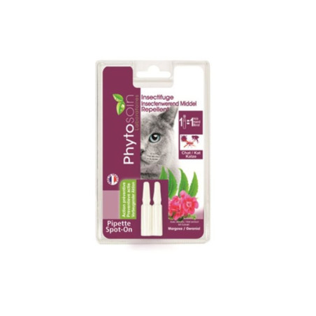Set de 2 pipettes Insectifuge pour chat avec extrait de margosa - PHYTOSOIN - RCV201