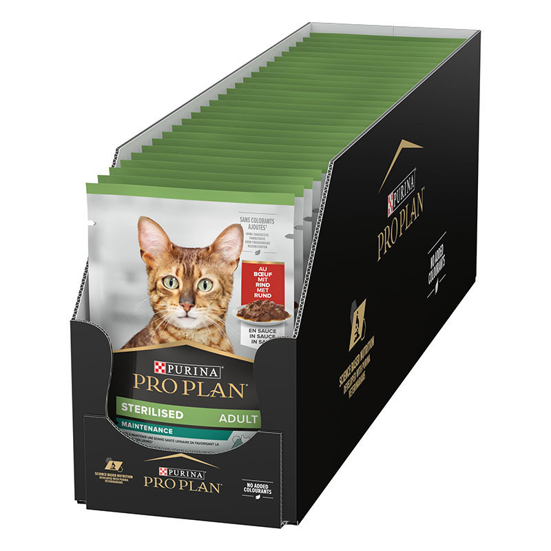 Pâtée pour chat adulte stérilisé bœuf pochon 85grs x26 - PRO PLAN - WCATSTERILGIGBO85