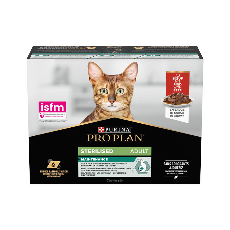 Pâtée pour chat stérilisé boeuf pochon 85grs x10 - PRO PLAN - WCATSTERILGIGB85
