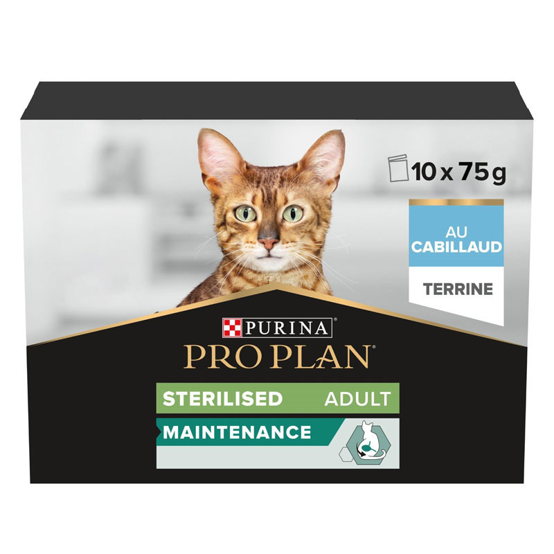 Pâtée pour chat sterilisé cabillaud pochon 75grs x10 - PRO PLAN - WCATSTERILGIGC85