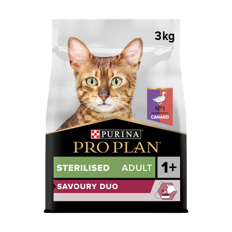 Croquettes chat adulte stérilisé canard 3kgs - PRO PLAN - WCATSTERILCA3