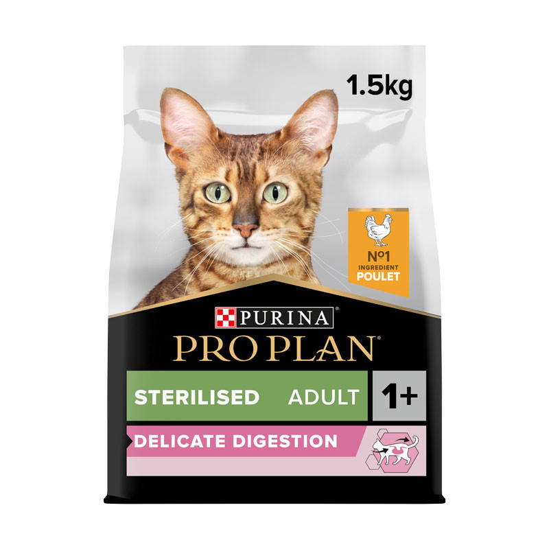 Croquettes chat adulte stérilisé digestion poulet 1,5kgs - PRO PLAN - WCATSTERILP1