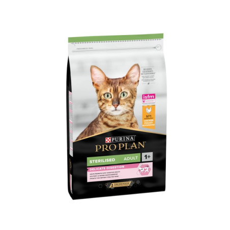 Croquettes pour chat adulte sterilised Delicate Digestion poulet 10Kg - PRO PLAN - WCATSTERILP10