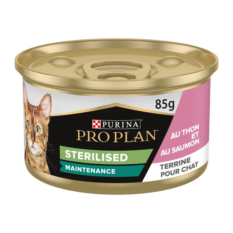 Pâtée chat stérilisé thon saumon 85grs x24 - PRO PLAN - WCATSTERIL85