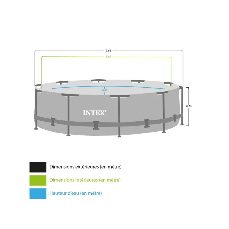 KIT PISC TUB ROND 3.66X0.76M