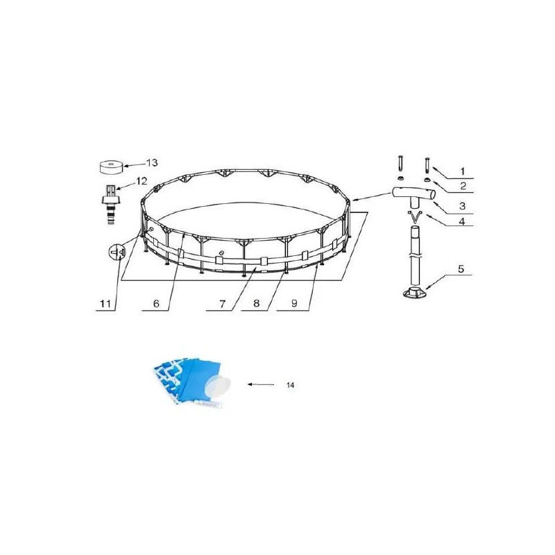 KIT PISC TUB ROND 3.66X0.76M