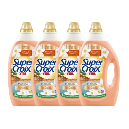 Lot de 4x1,89L lessive liquide Maroc Fleur d'oranger et lait d'amande 168 lavages FORMAT FAMILIAL - SUPER CROIX - 36465