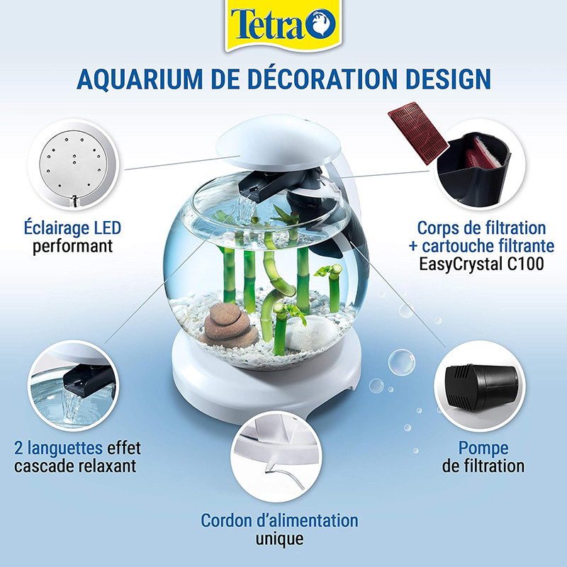 Aquarium Cascade Globe 6,8L Blanc - TETRA TECH - AQC60